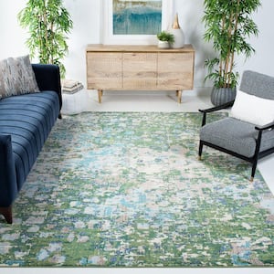 Madison Green/Turquoise 10 ft. x 14 ft. Geometric Abstract Area Rug