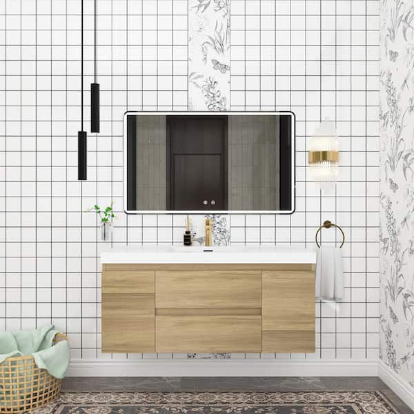 Wall mounted single bathroom vanity sales