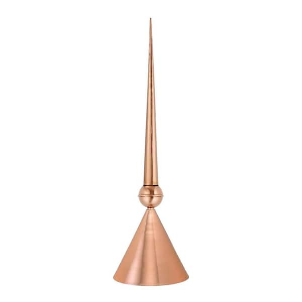 Good Directions 28 in. Gawain Finial with Round Finial Cap in Polished Copper