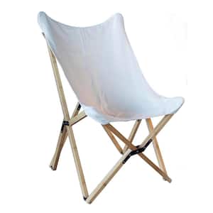 White Canvas and Bamboo Butterfly Chair