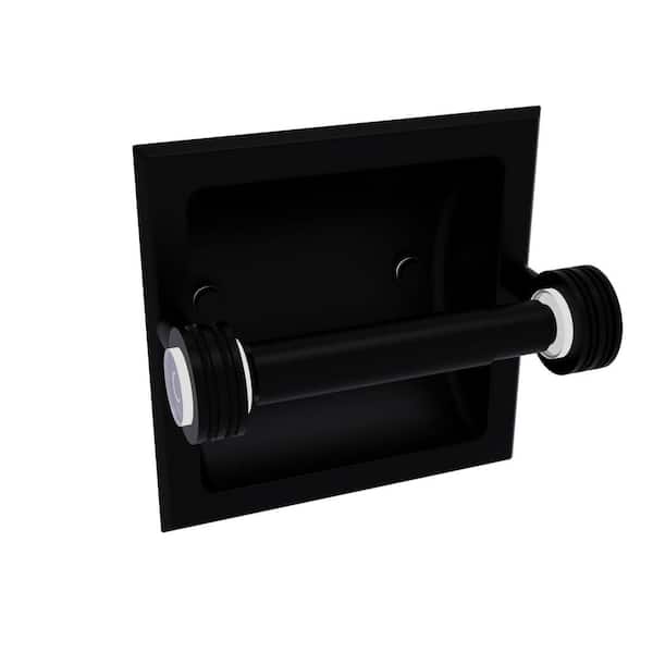 Allied Brass Clearview Recessed Toilet Paper Holder with Dotted Accents in Matte Black
