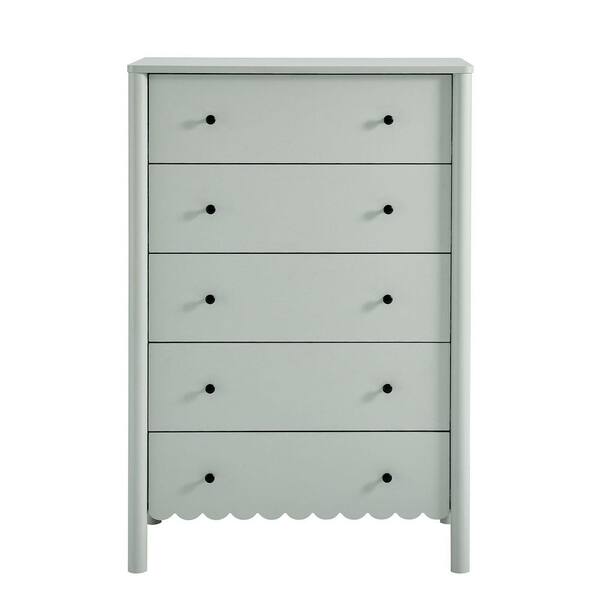 Modway Modway Emmeline Scallop 5-Drawer Chest in Sage – Tall
