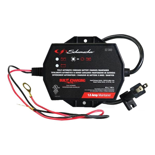 Automotive 6 Volt and 12 Volt 1.5 Amp Fully Automatic Battery Maintainer with Reverse Hook-up Protection