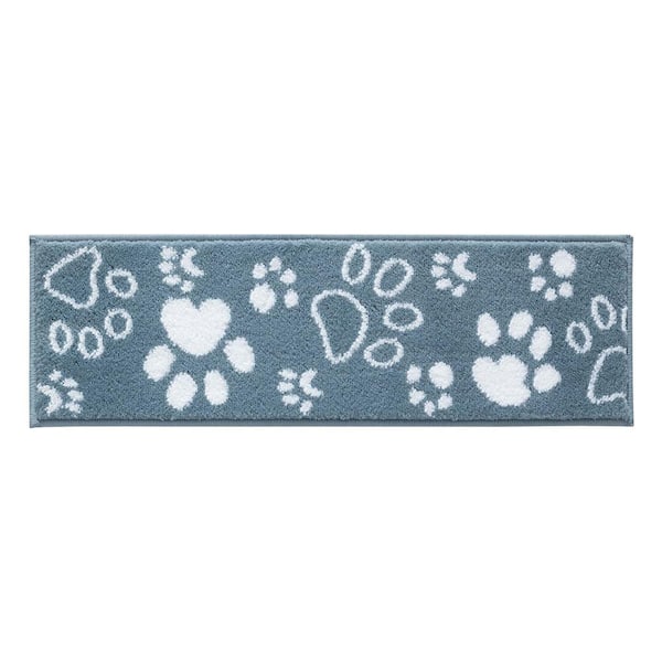 SUSSEXHOME Paw Collection Teal 9 in. x 28 in. Polypropylene Stair Tread Cover (Set of 15)