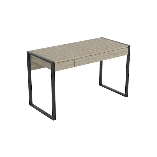 Safdie & Co. Computer Desk 50L Dark Taupe 3-Drawers Black Metal
