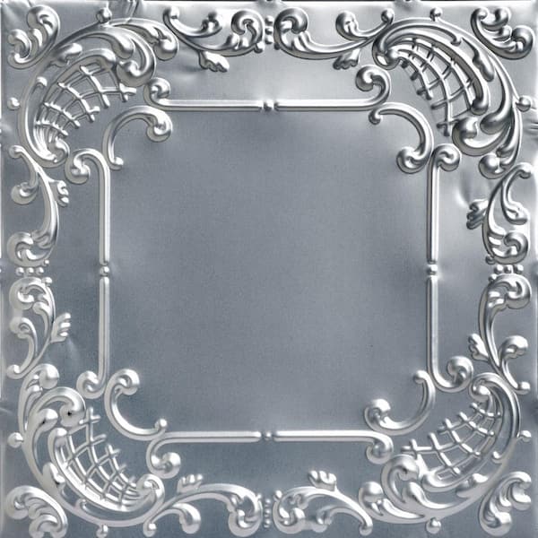 FROM PLAIN TO BEAUTIFUL IN HOURS Baby's Breath Lacquered Steel 2 ft. x 2 ft. Decorative Nail Up Tin Ceiling Tile (48 sq. ft./case)