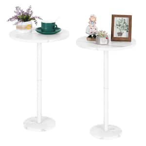Small Space Coffee Table, Small Round Side Table, Sofa Table, Outdoor Tea Table, White, Set of 2