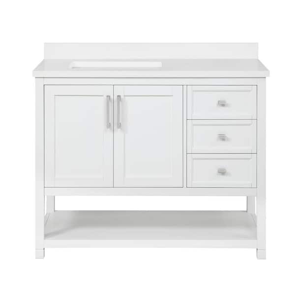 OVE Decors Stanley 42 in. W x 22 in. D x 34 in. H Single Sink Bath Vanity  in White with White Engineered Stone Top with Outlet 5VVA-STAN42-00 - The  Home Depot