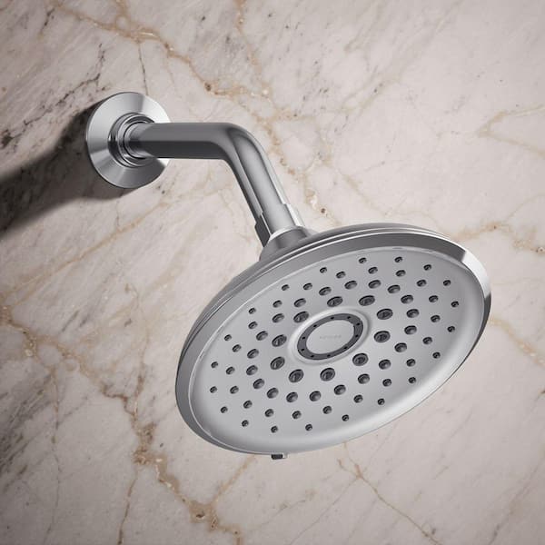 Cursiva 3-Spray Patterns 6.75 in. Wall Mount Fixed Showerhead in Polished Chrome