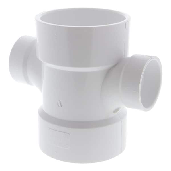 NIBCO 3 in. x 3 in. x 1-1/2 in. x 1-1/2 in. PVC DWV All Hub Double Sanitary Tee