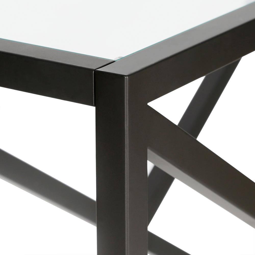 Blackened Bronze Rectangular Console Table with Tempered Glass Top