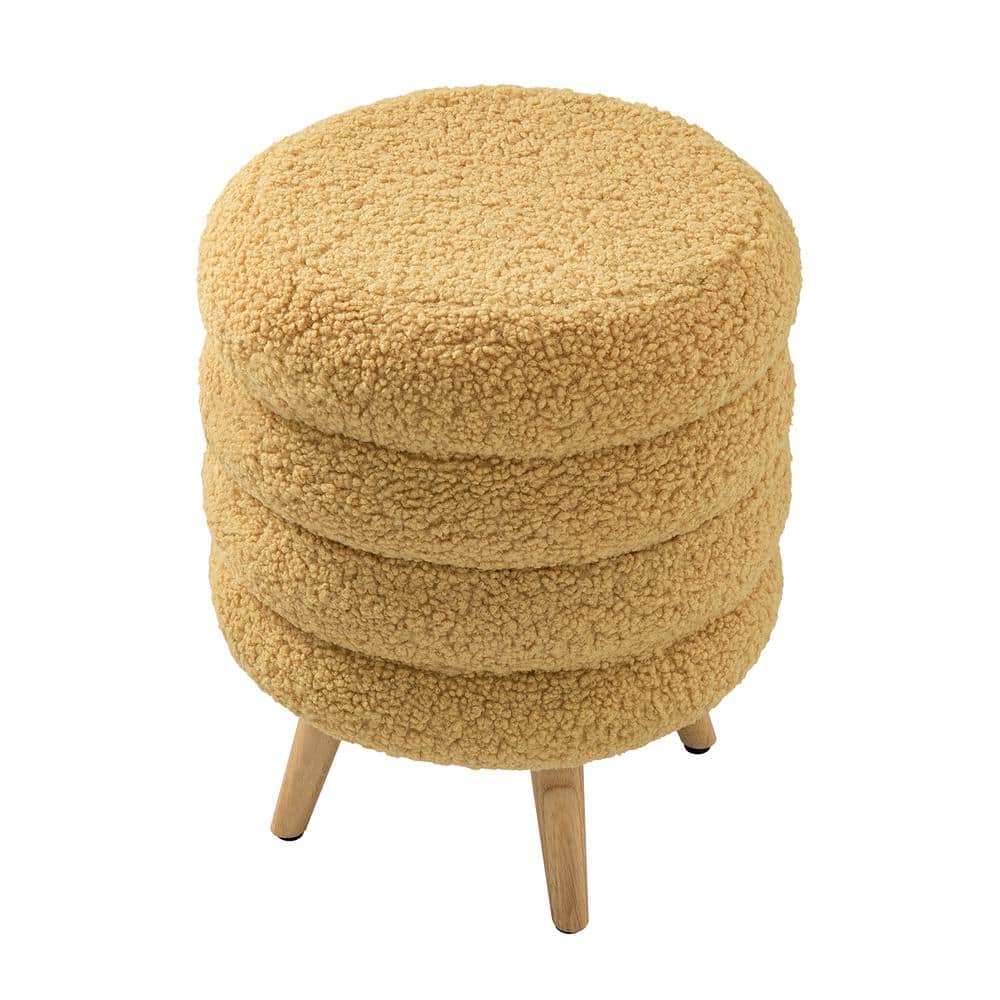 ARTFUL LIVING DESIGN Cesilio 15.7 in. Wide Mustard Sherpa Ottoman with