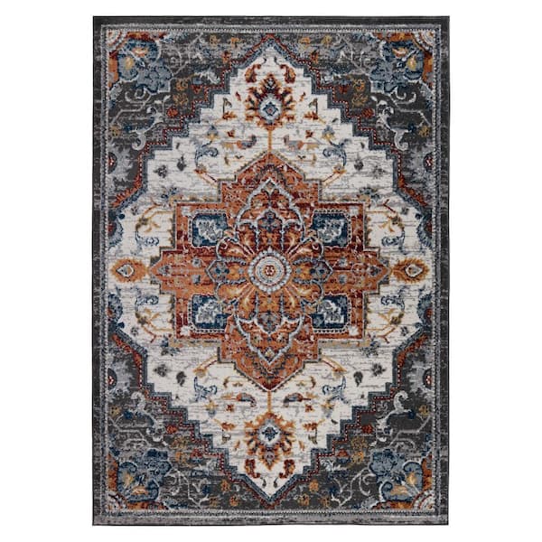 Brown 2 ft. x 6 ft. Medallion Power Loom Runner Rug