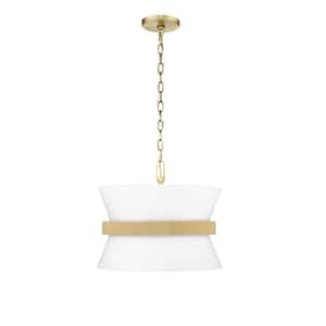 Kimbry 3-Light 16.1 in. Vintage Brass Pendant-Light Fabric