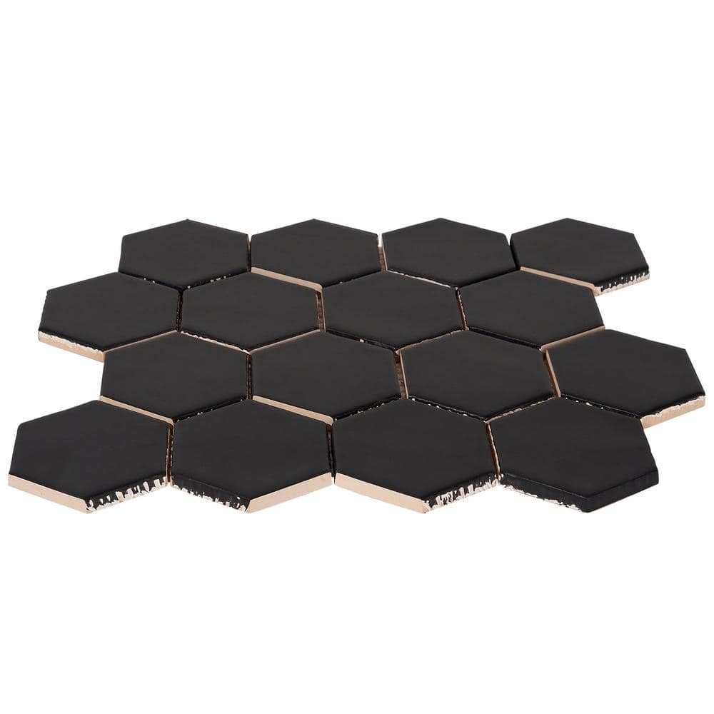 Milton Black Matte Ceramic Hexagonal Mosaic Tile