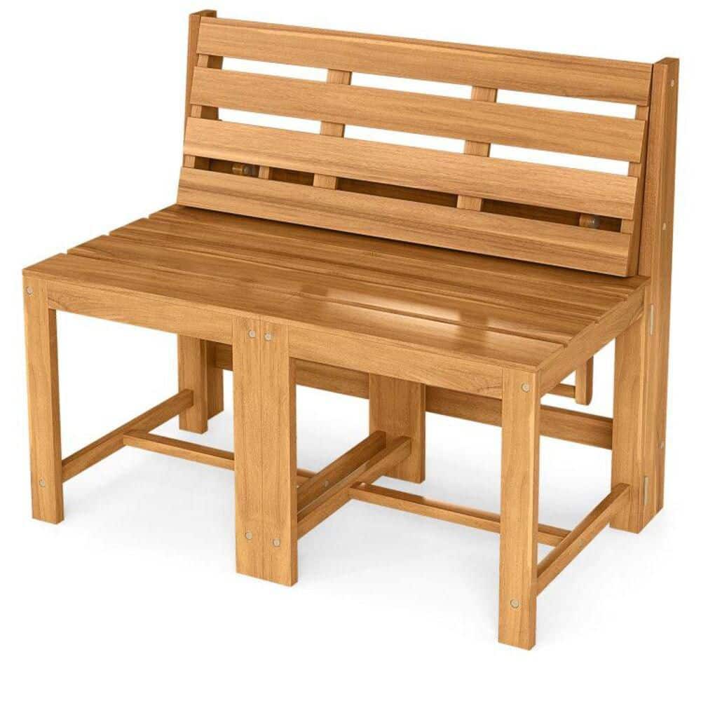3-in-1 Brown 1-Piece Acacia Wood Outdoor Loveseat Bench Convertible price history on PriceWatchPro