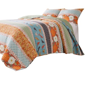 2-Piece Multi-Colored Solid Twin Size Microfiber Quilt Set
