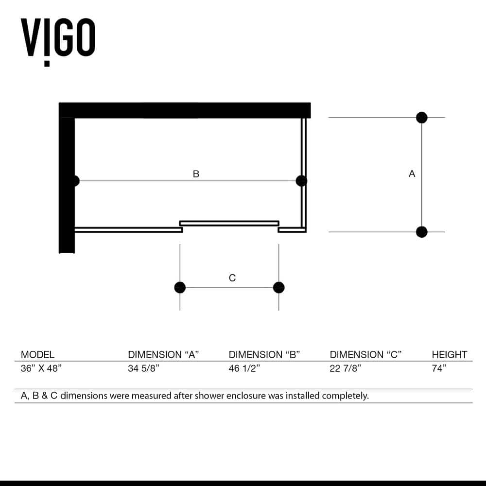 Winslow 36'' x 48'' Frameless Sliding Shower Enclosure in Matte Brushed Gold