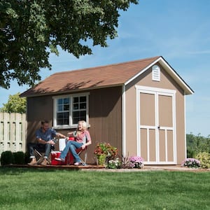 Professionally Installed Meridian Deluxe 8 ft. x 12 ft. Wood Storage Shed with Driftwood Grey Shingles (96 sq. ft.)