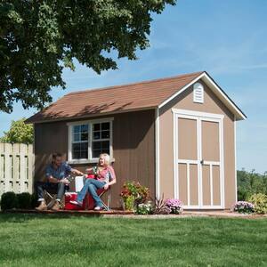 Professionally Installed Meridian Deluxe 8 ft. x 12 ft. Wood Storage Shed with Driftwood Grey Shingles (96 sq. ft.)