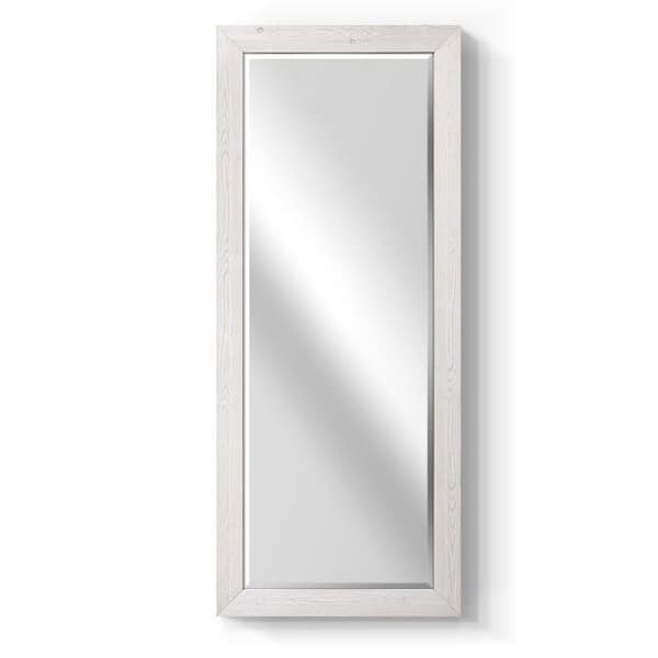 Wexford Home 25 in. W x 61 in. H Framed Rectangle Beveled Edge Wood Full Length Mirror in Rustic White