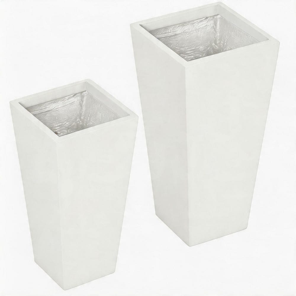 White Magnesium Oxide Stackable Planter Box Set with Drainage Holes (11.8 in. L x 11.8 in. W x 21.8 in. H) price history on PriceWatchPro
