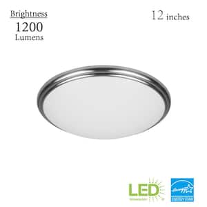 12 in. Light Brushed Nickel and Oil-Rubbed Bronze Adjustable CCT Integrated LED Flush Mount with Interchangeable Trim