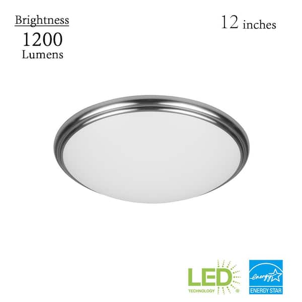 Commercial Electric 12 in. Light Brushed Nickel and Oil-Rubbed Bronze Adjustable CCT Integrated LED Flush Mount with Interchangeable Trim