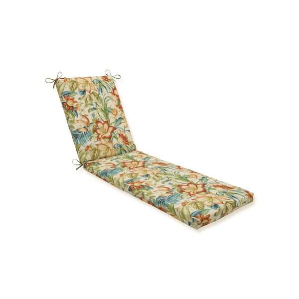 Floral 23 x 30 Outdoor Chaise Lounge Cushion in Blue/Green Botanical Glow
