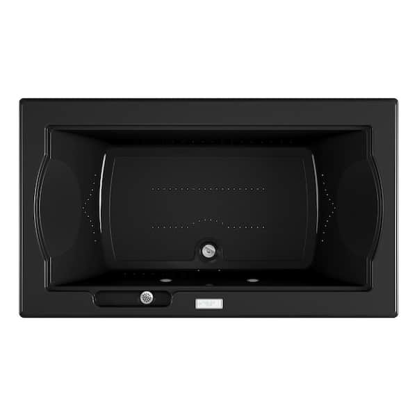 JACUZZI FUZION PURE AIR 72 in. x 42 in. Rectangular Air Bath Bathtub with Center Drain in Black