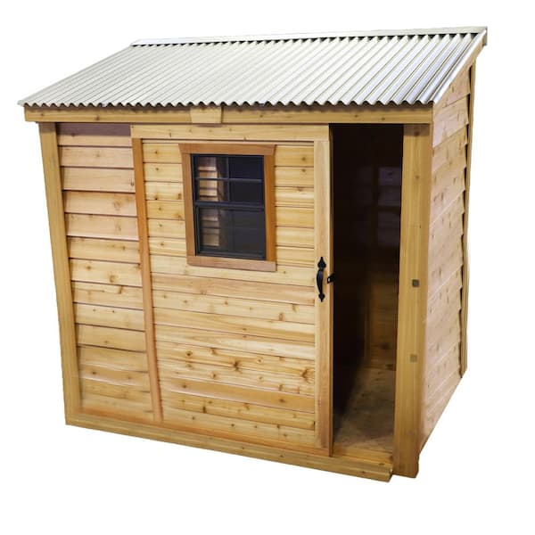 Outdoor Living Today Space Saver 8 ft. W x 4 ft. D Cedar Wood Shed with Sliding Door and Metal Roof (32 sq. ft.)