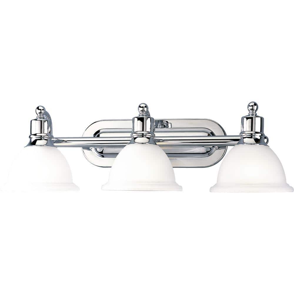 Polished Chrome 3-Light Bath Vanity with Etched Glass Shades