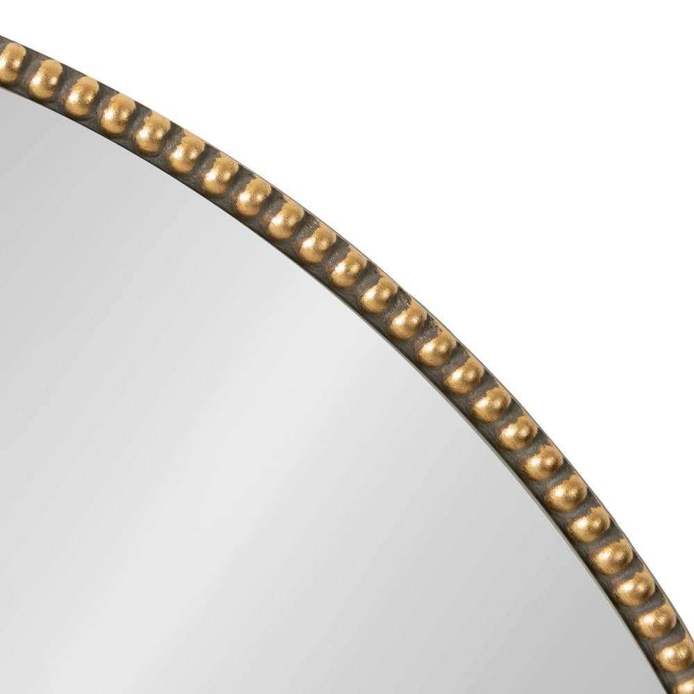 Gwendolyn Round Gold Beaded Accent Vanity Mirror