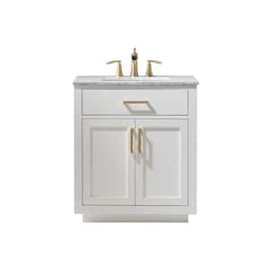 Ivy 30 in. Bath Vanity in White with Carrara Marble Vanity Top in White with White Basin