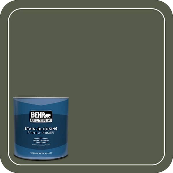 BEHR ULTRA 1 qt. #430F-7 Windsor Moss Extra Durable Satin Enamel Interior Paint & Primer