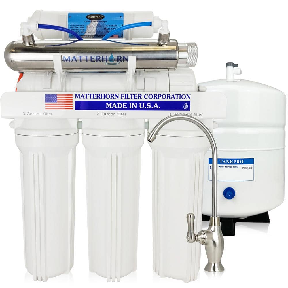 6-Stage Under-Sink Superior Reverse Osmosis UV Water Filter System 50 GPD Membrane -  Matterhorn, MRO-6051