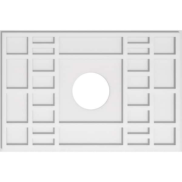 Ekena Millwork 34 in. W x 22-5/8 in. H x 7 in. ID x 1 in. P Beaux Architectural Grade PVC Contemporary Ceiling Medallion