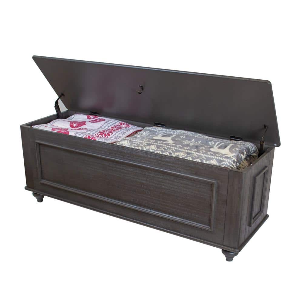 Mountain Gray Wood Veneer Hope Chest Bench with Gun Concealment