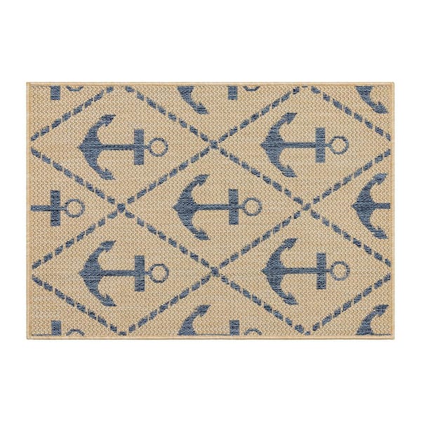 Hampton Bay Flatweave Royal Blue Doormat 2 ft. x 3 ft. Indoor/Outdoor Area Rug
