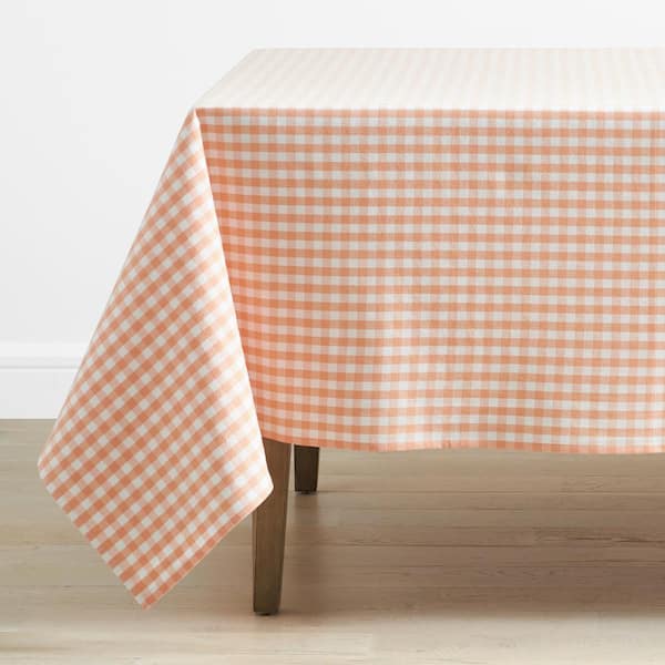 The Company Store Yarn Dyed Gingham Tabletop 70 in. W x 108 in. L Orange Geometric Cotton Tablecloth