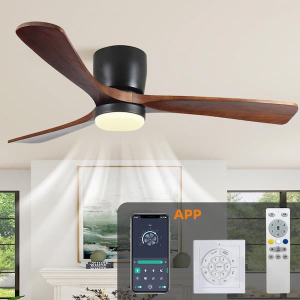 42 Inch Black Wood Ceiling Fans with Lights and Remote, 6 Speed, DC Motor, for Bedroom/Outdoor/Farmhouse/Patios