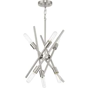 Astra Collection 22-5/8 in. 6-Light Brushed Nickel Mid-Century Modern Chandelier Dining Light