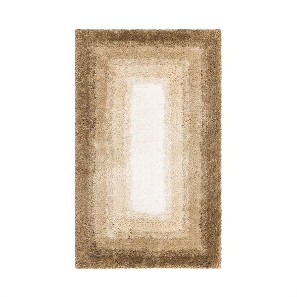 Mohawk Home 27 in. x 45 in. Barley Brown Ombre Border Polyester Machine Washable Bath Mat