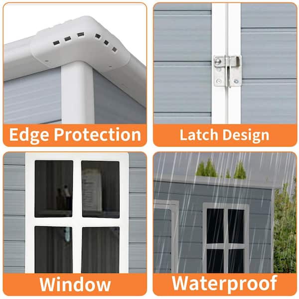 5 ft. W x 3 ft. D Resin Shed with Floor and Lockable Door, Garden Outdoor Storage Sheds in Grey (13 sq. ft. )