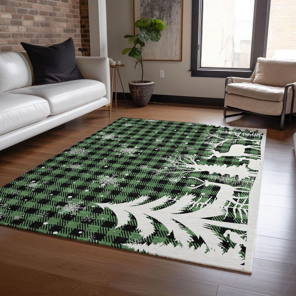 Chantille Machine Washable Indoor/Outdoor Abstract ACN1824 Green 3 ft. x 4 ft. Area Rug price history on PriceWatchPro