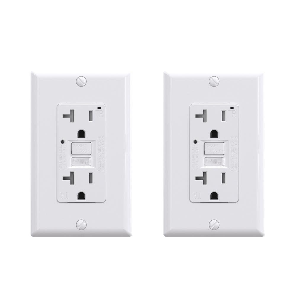 White Polycarbonate Tamper Resistant Duplex Outlet with Wall Plate and Indicator Light