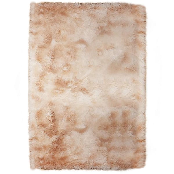 GHOUSE Contemporary Shag Khaki 4 ft. x 5 ft. Solid Area Rug