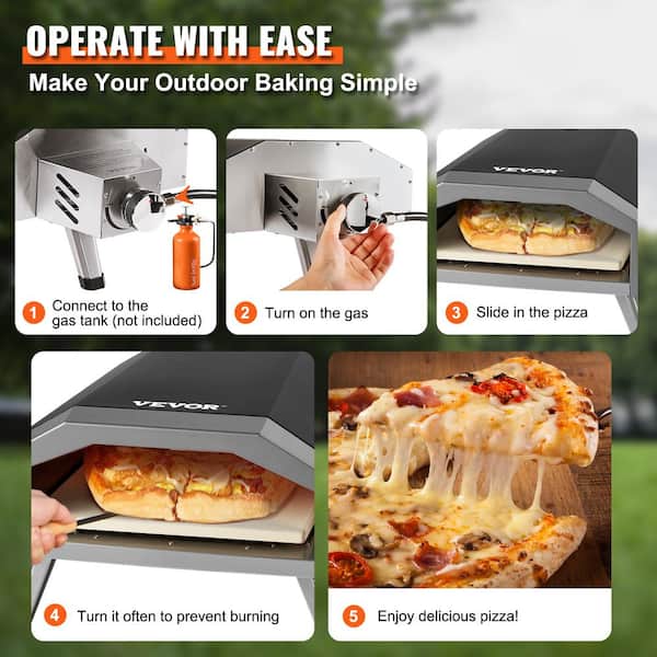 VEVOR Pizza Oven, Natural Gas Outdoor Pizza Oven 13 in. Yellow Thick  Stainless Steel Propane Horno Para Pizza with Pizza Stone  BXSPSLYCMBRQH5V9DV0 - The Home Depot