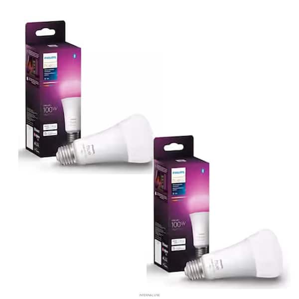 100-Watt Equivalent A21 Smart LED Color Changing Light Bulb with Bluetooth (2-Pack)