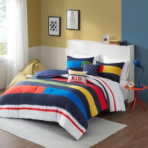Emmett 4-Piece Multi Twin Stripe Printed Comforter Set